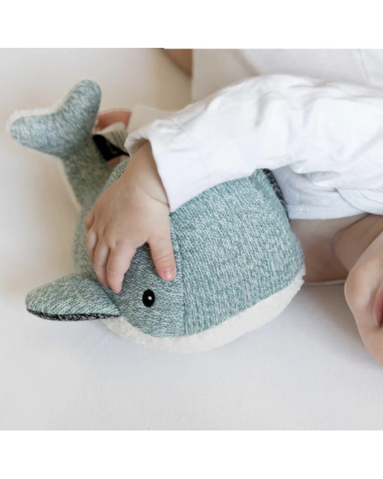 FLOW. Υφασμάτινη φάλαινα Moby με λευκούς ήχους & μουσική - επαναφορτιζόμενο (απαλό πράσινο)