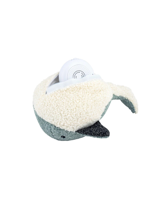 FLOW. Υφασμάτινη φάλαινα Moby με λευκούς ήχους & μουσική - επαναφορτιζόμενο (απαλό πράσινο)