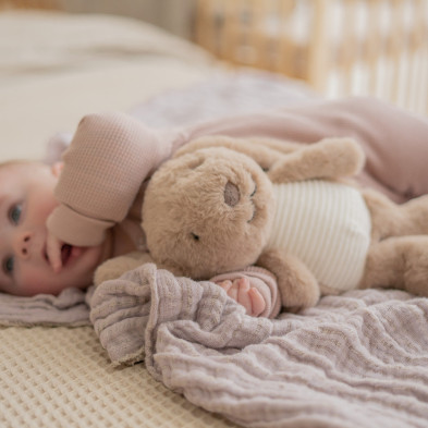 FLOW. Υφασμάτινο λαγουδάκι Milo με λευκούς ήχους & μουσική - επαναφορτιζόμενο (καφέ)