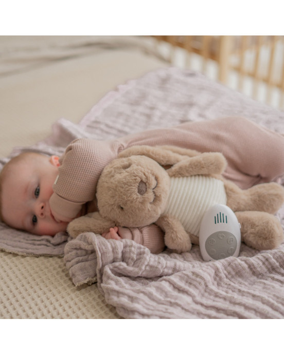 FLOW. Υφασμάτινο λαγουδάκι Milo με λευκούς ήχους & μουσική - επαναφορτιζόμενο (καφέ)