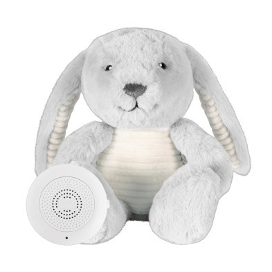 FLOW. Υφασμάτινο λαγουδάκι Milo με λευκούς ήχους & μουσική - επαναφορτιζόμενο (απαλό γκρι)