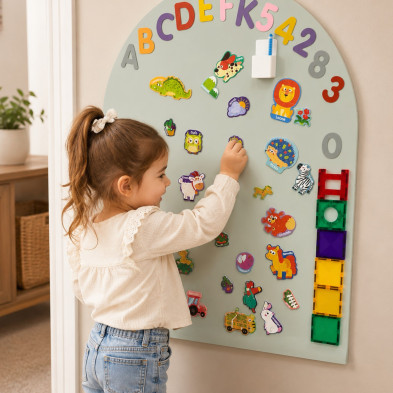 FAMILY NATION. MagneKids™ Μαγνητικός Πίνακας Τοίχου - Αψίδα - Απαλό πράσινο
