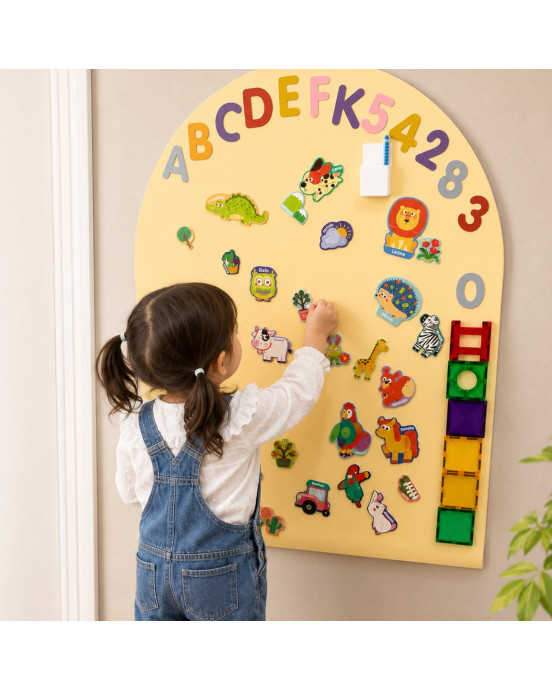 FAMILY NATION. MagneKids™ Μαγνητικός Πίνακας Τοίχου - Αψίδα - Μπεζ