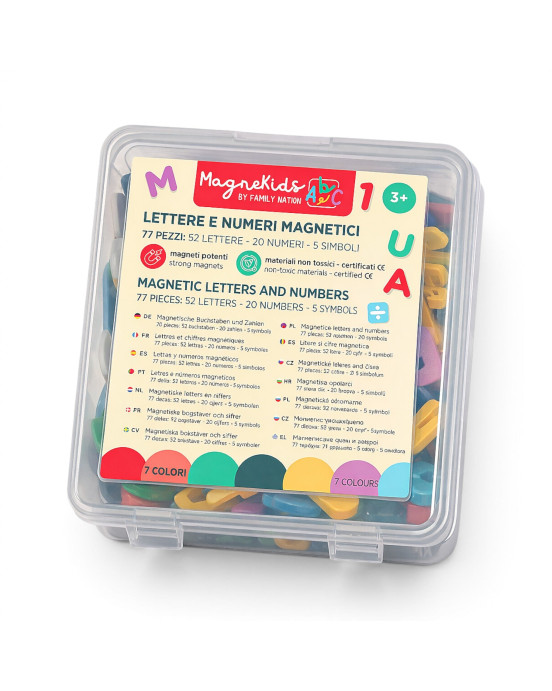 FAMILY NATION. MagneKids™ Σετ 77 Μαγνητικά Γράμματα και Αριθμοί - Παστέλ