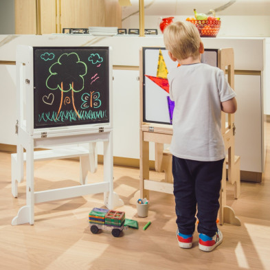 FAMILY NATION. Πύργος Εκμάθησης Montessori με Μαγνητικό Πίνακα 3 σε 1 - Λευκό