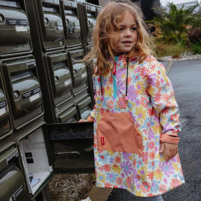 HELLO HOSSY. Αδιάβροχο πόντσο Retro Flowers - 2-3 ετών