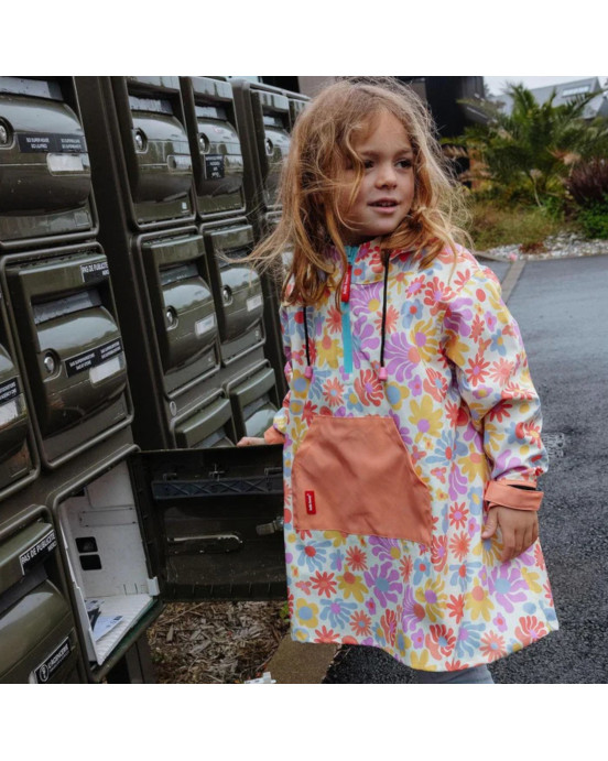 HELLO HOSSY. Αδιάβροχο πόντσο Retro Flowers - 2-3 ετών