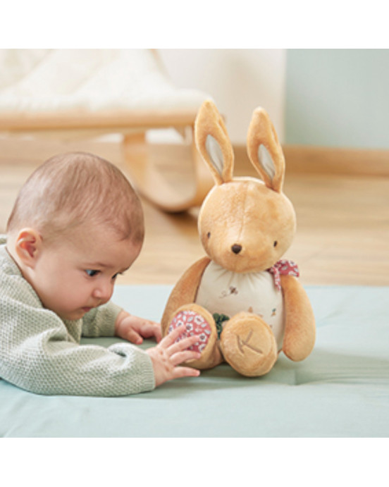 PETITES CHANSONS. Υφασμάτινο κουνελάκι με ήχο σε κουτί δώρου