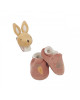 PETITES CHANSONS. Σετ παντοφλάκια και βραχιολάκι-κουδουνίστρα κουνελάκι