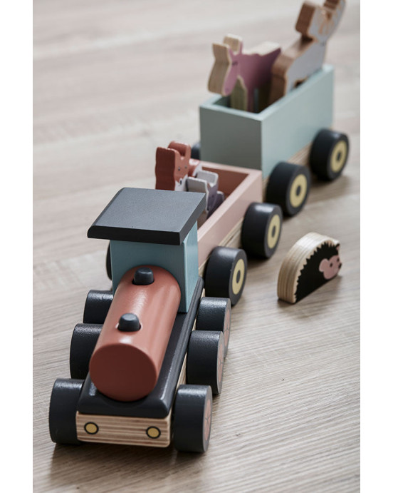 KIDS CONCEPT.  Ξύλινο συρόμενο τρενάκι Edvin (πολύχρωμο)