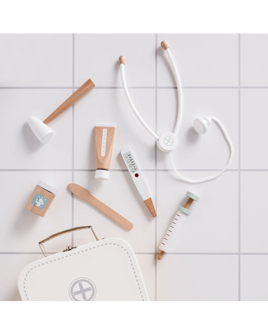 KIDS CONCEPT. Βαλιτσάκι γιατρού με ξύλινα όργανα (λευκό)