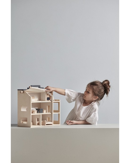 KIDS CONCEPT. Ξύλινο κουκλόσπιτο με φιγούρες και έπιπλα (φυσικό)