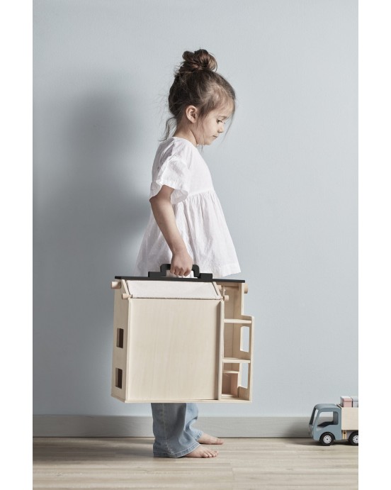 KIDS CONCEPT. Ξύλινο κουκλόσπιτο με φιγούρες και έπιπλα (φυσικό)