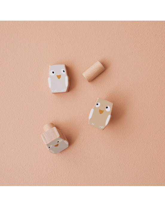 KIDS CONCEPT. Σετ 3 κρεμάστρες τοίχου Κουκουβάγια Edvin