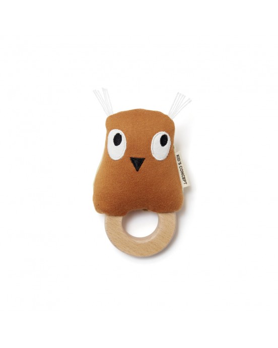 KIDS CONCEPT. Υφασμάτινη κουκουβάγια-κουδουνίστρα Edvin (χρώμα της σκουριάς)