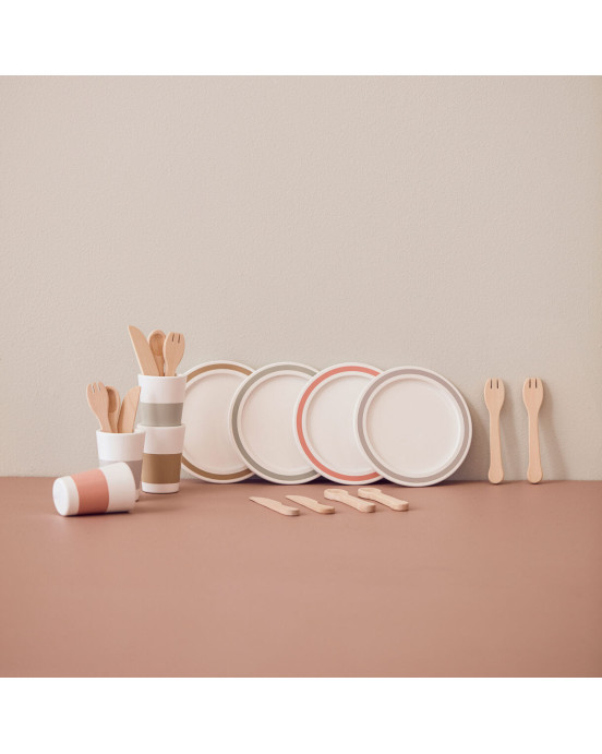KIDS CONCEPT. Ξύλινο σετ παιχνιδιού-φαγητού με 4 σερβίτσια Bistrot