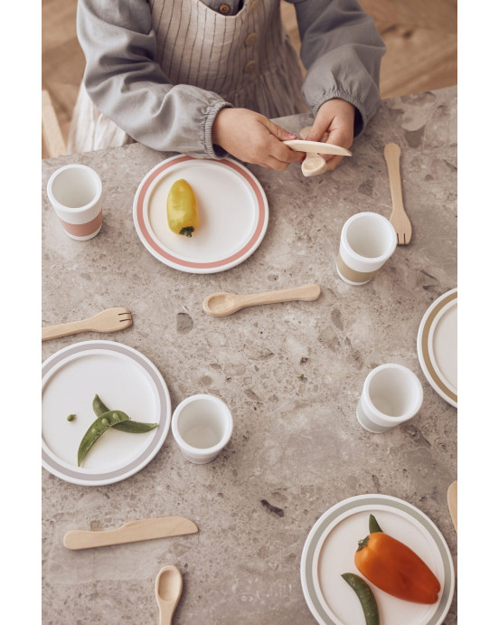 KIDS CONCEPT. Ξύλινο σετ παιχνιδιού-φαγητού με 4 σερβίτσια Bistrot