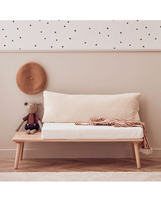 KIDS CONCEPT. Ξύλινο καθιστικό έπιπλο με μαξιλάρια SAGA (φυσικό-κρεμ)