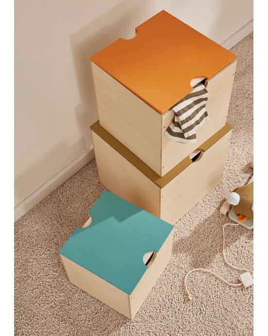 KIDS CONCEPT. Σετ 3 επιτραπέζια παιχνίδια σε ξύλινα κουτιά αποθήκευσης