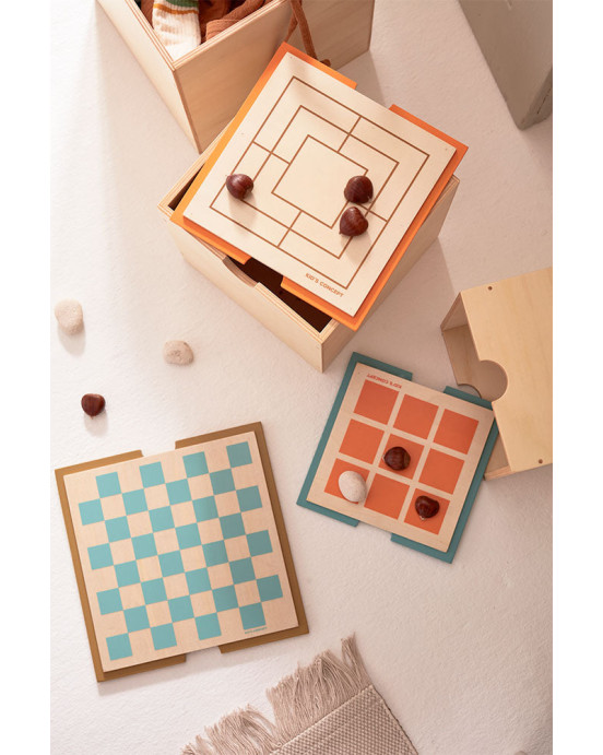 KIDS CONCEPT. Σετ 3 επιτραπέζια παιχνίδια σε ξύλινα κουτιά αποθήκευσης