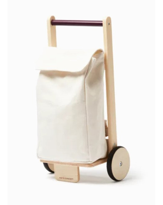 KIDS CONCEPT. Ξύλινo συρόμενο καρότσι για ψώνια KID'S HUB