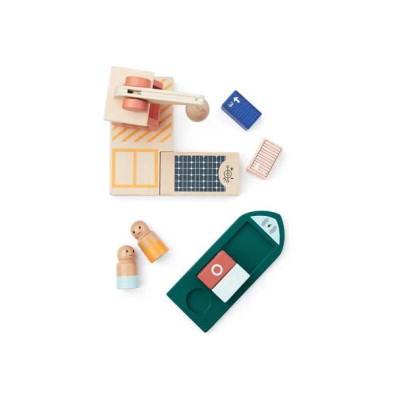 KIDS CONCEPT. Ξύλινο λιμάνι με πλοίο και γερανό