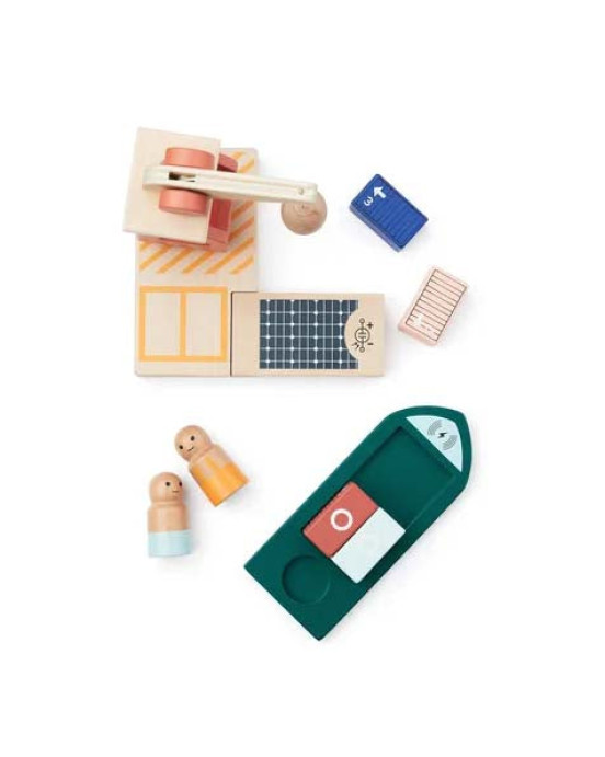 KIDS CONCEPT. Ξύλινο λιμάνι με πλοίο και γερανό