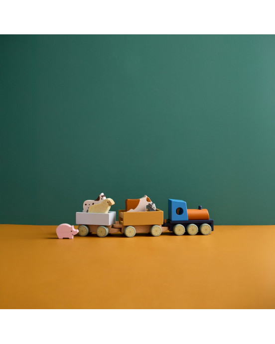 KIDS CONCEPT. Ξύλινο τρενάκι με ζώα της φάρμας AIDEN
