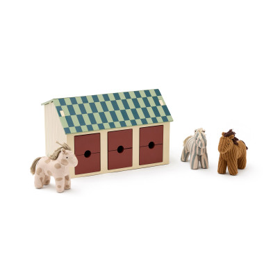 KIDS CONCEPT. Ξύλινος στάβλος με 3 αλογάκια