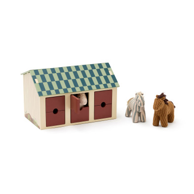 KIDS CONCEPT. Ξύλινος στάβλος με 3 αλογάκια