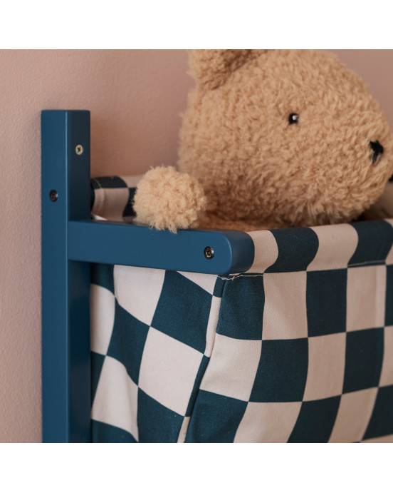 KIDS CONCEPT. Επιτοίχιο υφασμάτινο ράφι αποθήκευσης (πετρόλ-λευκό)
