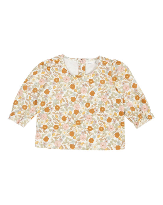 LITTLE DUTCH. Μπλουζάκι κοτλέ με λάστιχο στο μανίκι  Vintage Little Flowers - Νο86