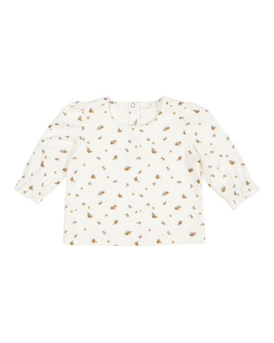 LITTLE DUTCH. Μπλουζάκι κοτλέ με λάστιχο στο μανίκι Vintage Little Flowers Blossom - Νο50/56