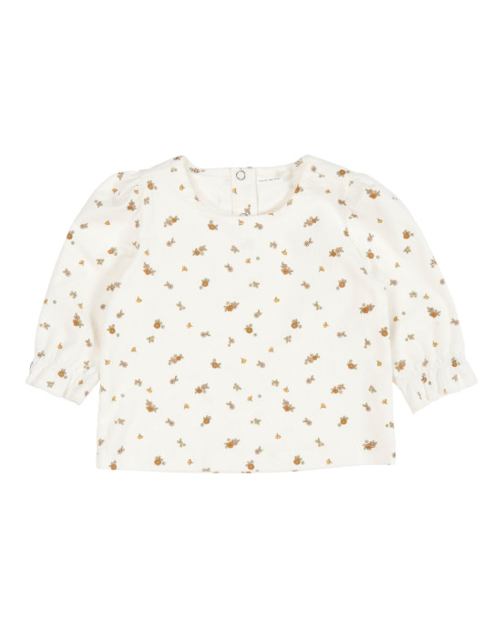 LITTLE DUTCH. Μπλουζάκι κοτλέ με λάστιχο στο μανίκι Vintage Little Flowers Blossom - Νο68