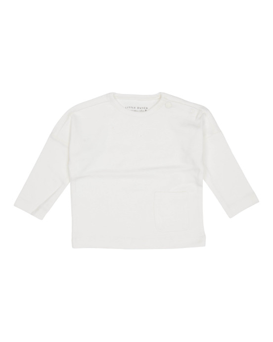 LITTLE DUTCH. Μπλουζάκι μακρυμάνικο με τσέπη Soft White - Νο 74