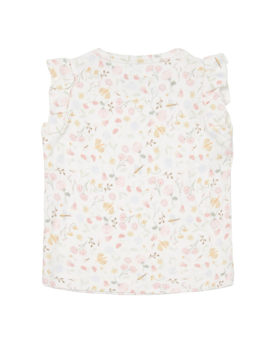 LITTLE DUTCH. Μπλουζάκι κοντομάνικο με βολάν Flowers & Butterflies - 62