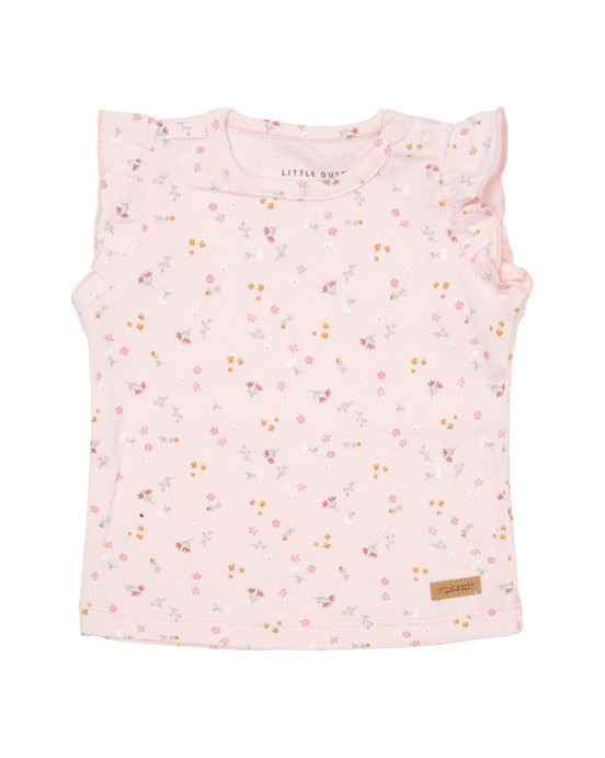 LITTLE DUTCH. Μπλουζάκι κοντομάνικο με βολάν Little Pink Flowers - 74