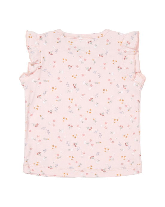 LITTLE DUTCH. Μπλουζάκι κοντομάνικο με βολάν Little Pink Flowers - 74