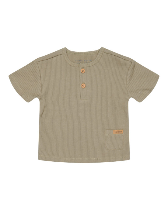 LITTLE DUTCH. Μπλουζάκι κοντομάνικο με κουμπάκια Olive - 62