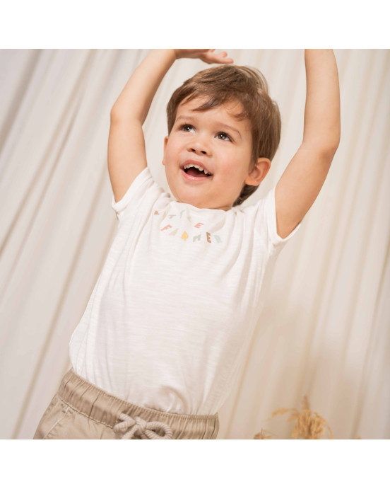 LITTLE DUTCH. Μπλουζάκι κοντομάνικο Off White Little Farmer - Νο 86