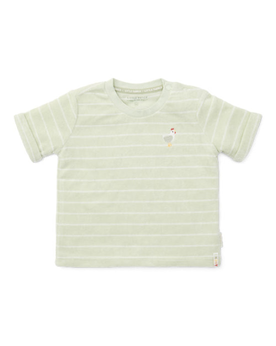 LITTLE DUTCH. Μπλουζάκι κοντομάνικο πετσετέ Farm Green Stripes - Νο 86