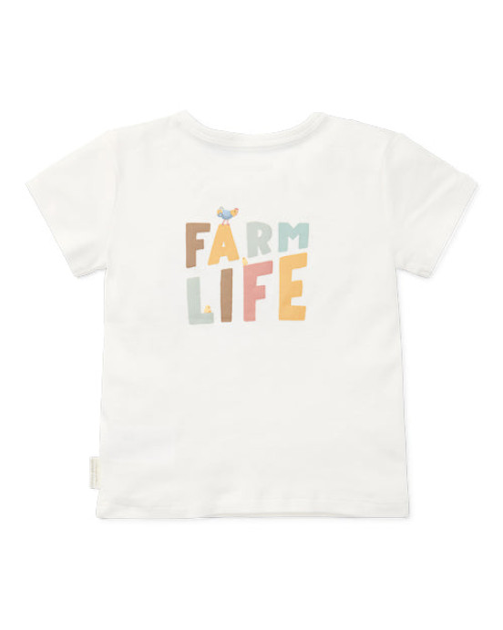 LITTLE DUTCH. Μπλουζάκι κοντομάνικο με τσέπη Off White Farm Life - Νο 98