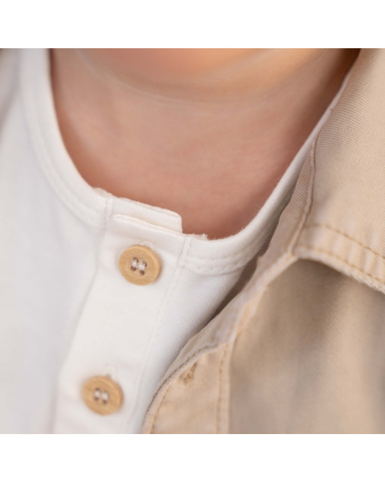 LITTLE DUTCH. Μπλουζάκι κοντομάνικο με τσέπη Off White Farm Life - Νο 98