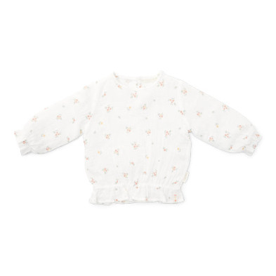 LITTLE DUTCH. Μπλουζάκι μακρυμάνικο από μουσελίνα White Meadows - Νο 98