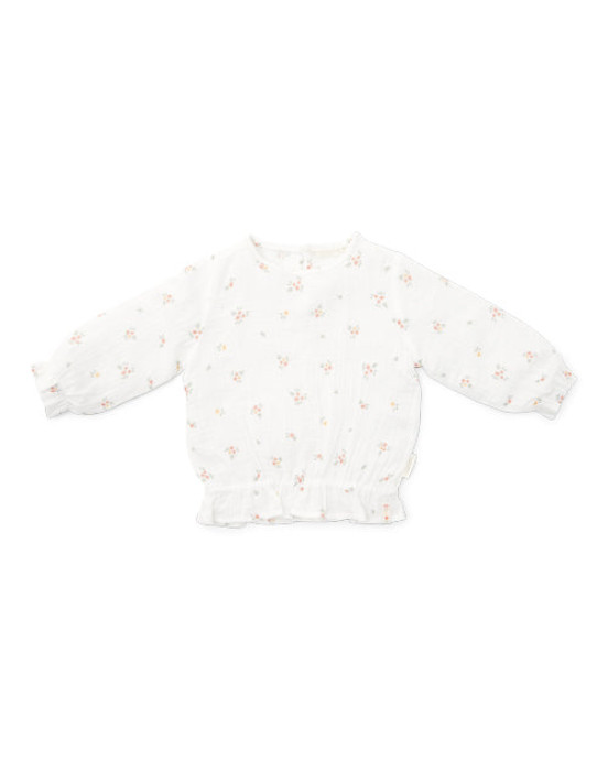 LITTLE DUTCH. Μπλουζάκι μακρυμάνικο από μουσελίνα White Meadows - Νο 98