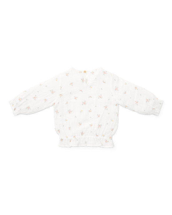 LITTLE DUTCH. Μπλουζάκι μακρυμάνικο από μουσελίνα White Meadows - Νο 98