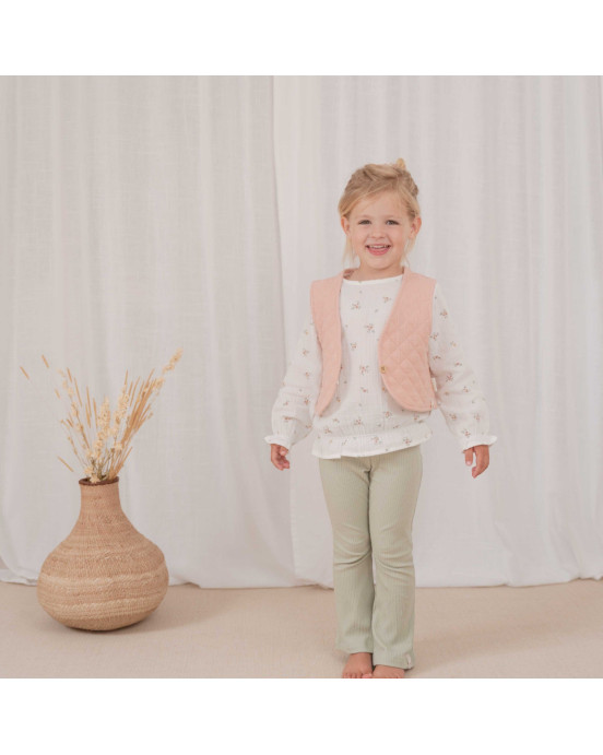 LITTLE DUTCH. Μπλουζάκι μακρυμάνικο από μουσελίνα White Meadows - Νο 98