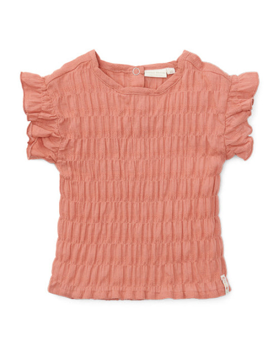 LITTLE DUTCH. Μπλουζάκι κοντομάνικο με βολάν Rose Pink - Νο 74