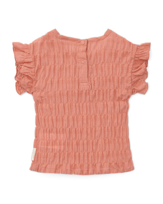 LITTLE DUTCH. Μπλουζάκι κοντομάνικο με βολάν Rose Pink - Νο 74