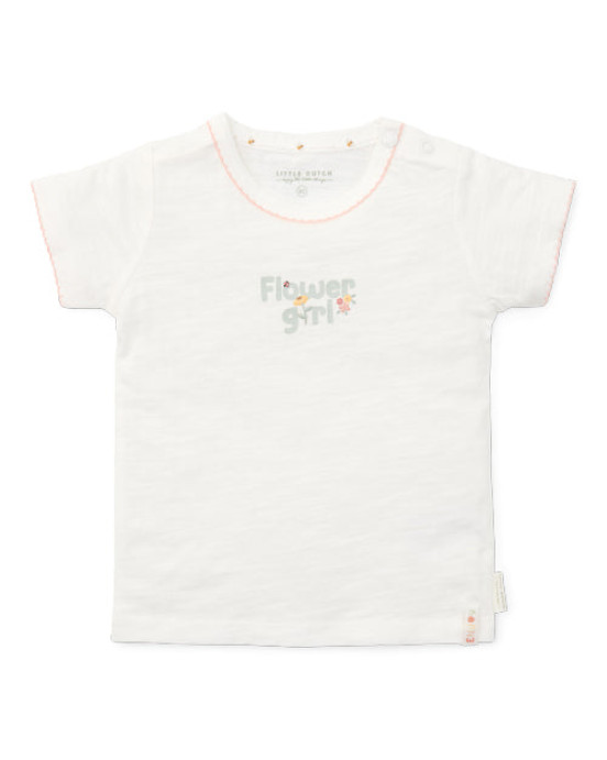 LITTLE DUTCH. Μπλουζάκι κοντομάνικο Off White Flower Girl - No 74